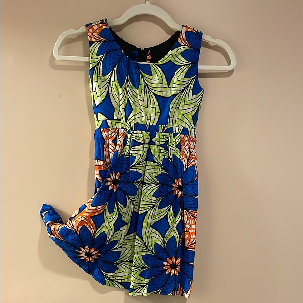 Floral‎ Kids Dress - Blue and Green